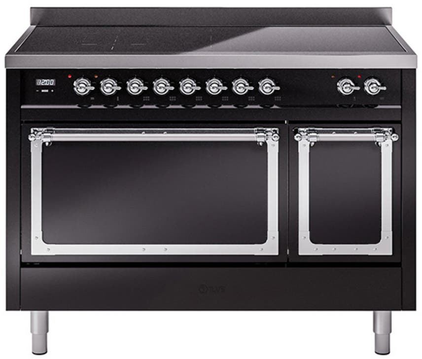 Ilve UNI486QNMPBKC Glossy Black With Chrome Knobs