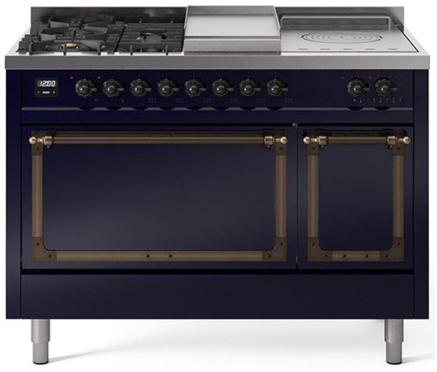 Ilve UN48FSQNMPMBB Midnight Blue With Bronze Knobs, Natural Gas