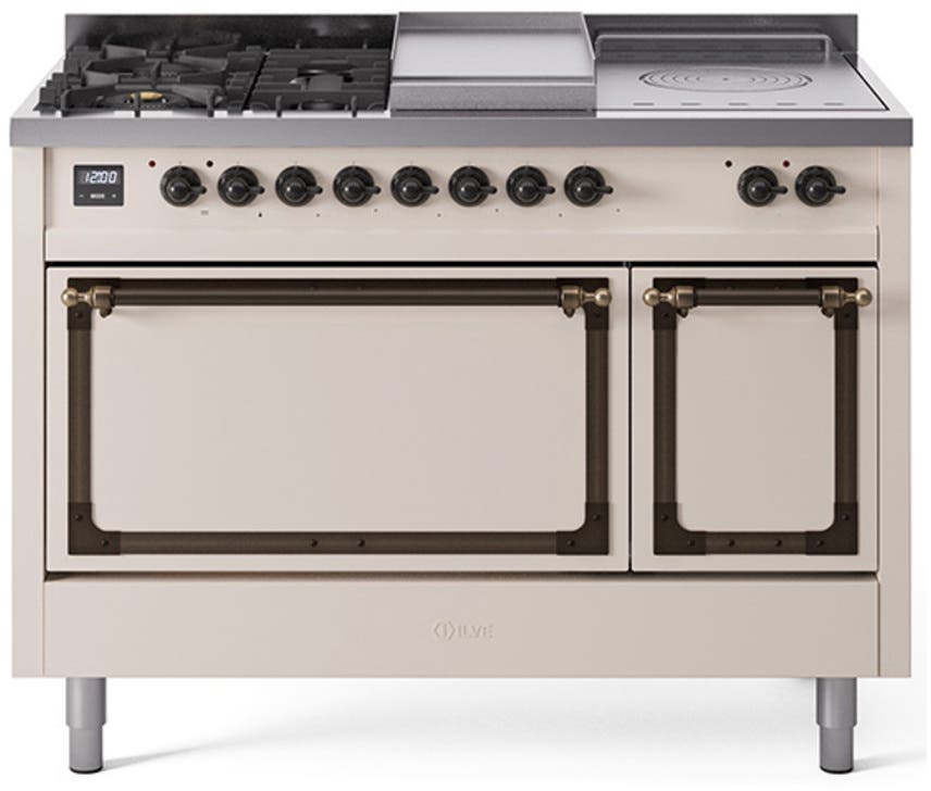 Ilve UN48FSQNMPAWB Antique White With Bronze Knobs, Natural Gas