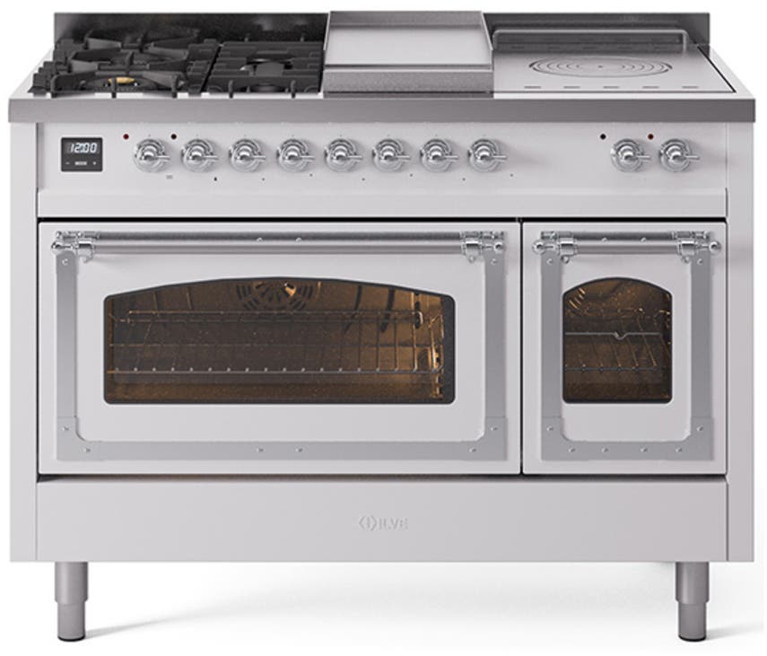 Ilve UN48FSNMPWHC White With Chrome Knobs, Natural Gas