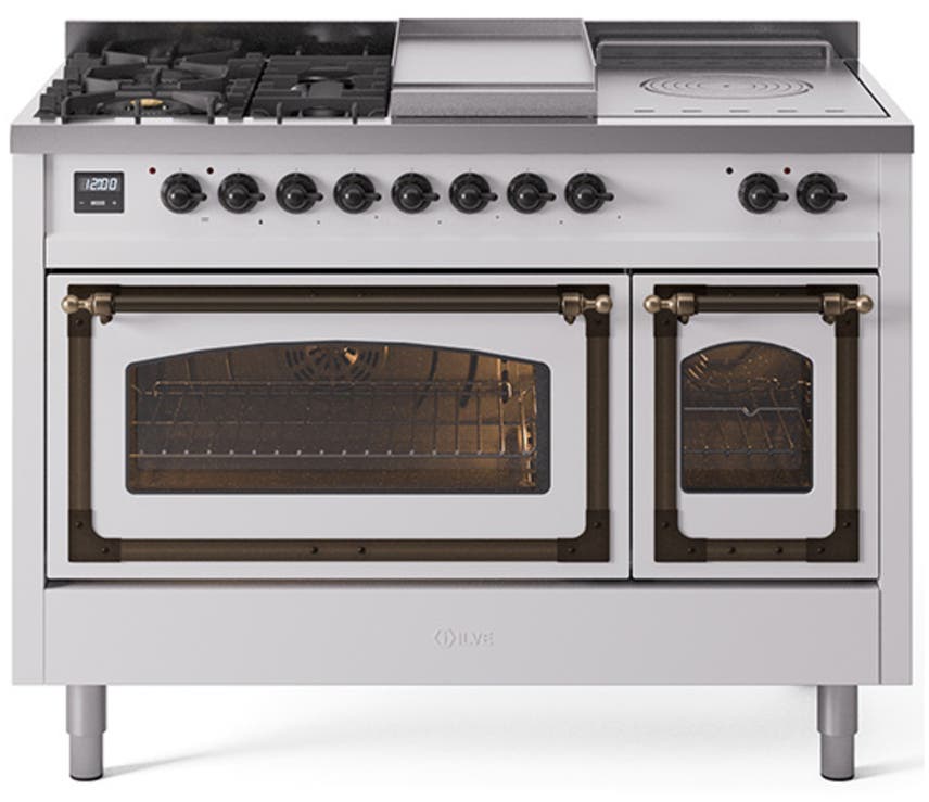 Ilve UN48FSNMPWHB White With Bronze Knobs, Natural Gas