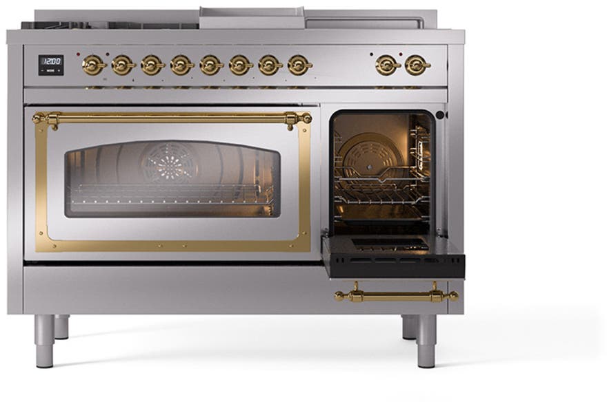 Ilve UN48FSNMPSSG Stainless Steel With Brass Knobs, Natural Gas