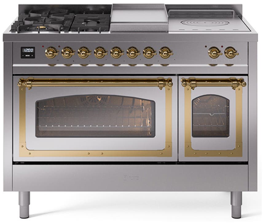 Ilve UN48FSNMPSSG Stainless Steel With Brass Knobs, Natural Gas
