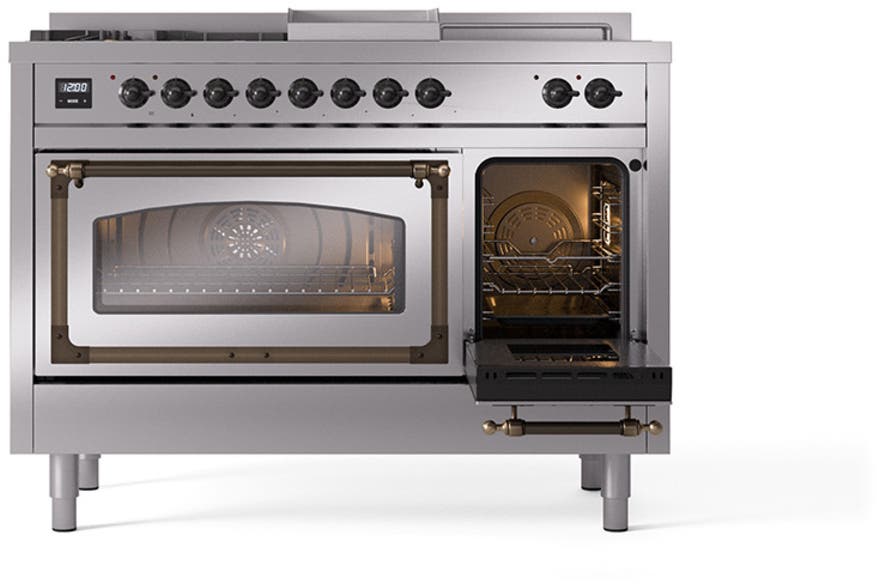 Ilve UN48FSNMPSSBLP Stainless Steel With Bronze Knobs, Liquid Propane
