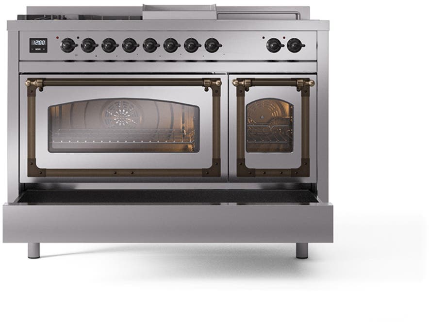 Ilve UN48FSNMPSSB Stainless Steel With Bronze Knobs, Natural Gas