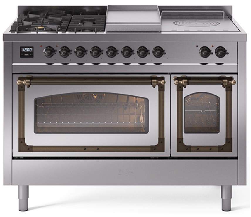 Ilve UN48FSNMPSSB Stainless Steel With Bronze Knobs, Natural Gas