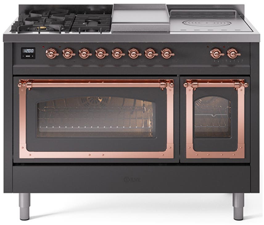 Ilve UN48FSNMPMGPLP Graphite Matte With Copper Knobs, Liquid Propane