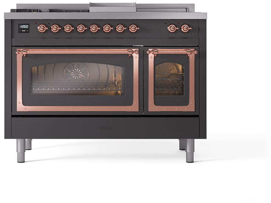 Ilve UN48FSNMPMGP Graphite Matte With Copper Knobs, Natural Gas
