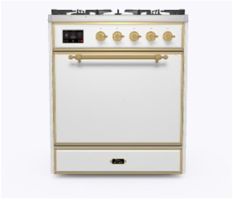 Ilve UM30DQNE3WHGLP Liquid Propane In White W/ Brass Trim