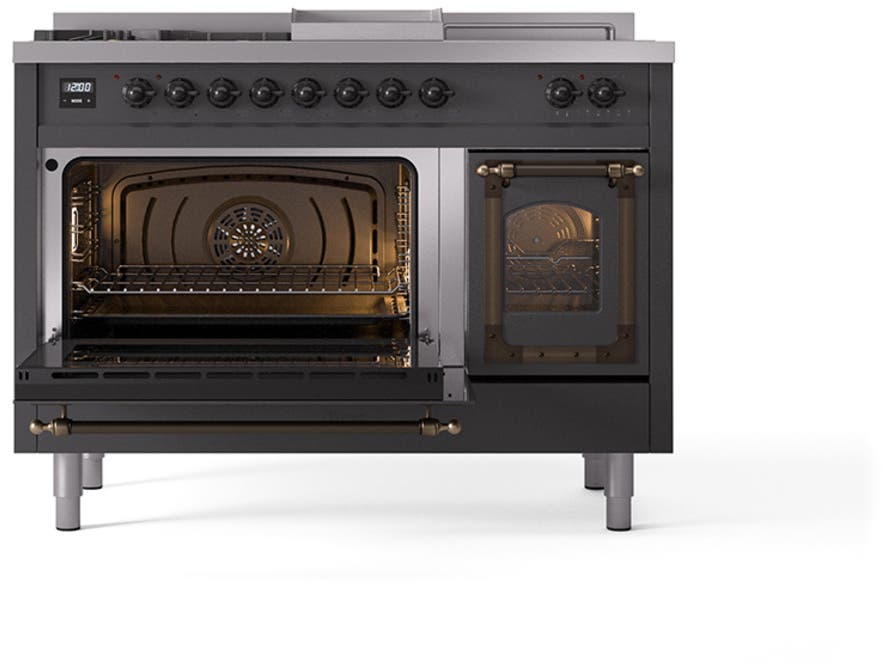 Ilve UN48FSNMPMGBLP Graphite Matte With Bronze Knobs, Liquid Propane