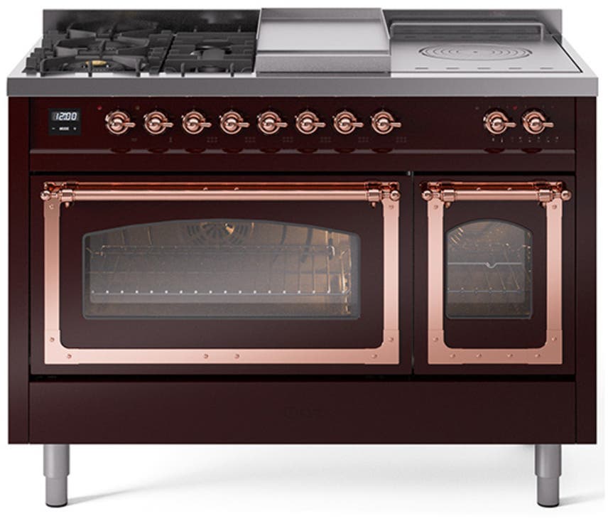 Ilve UN48FSNMPBUP Burgundy With Copper Knobs, Natural Gas
