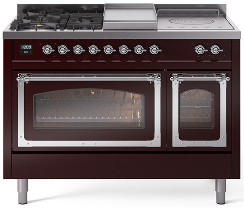 Ilve UN48FSNMPBUCLP Burgundy With Chrome Knobs, Liquid Propane