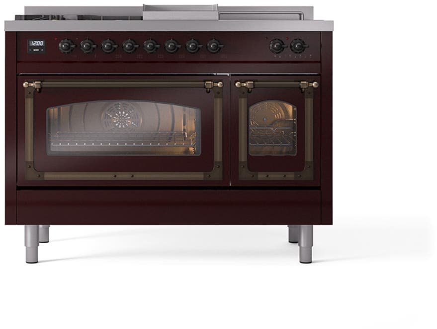 Ilve UN48FSNMPBUBLP Burgundy With Bronze Knobs, Liquid Propane