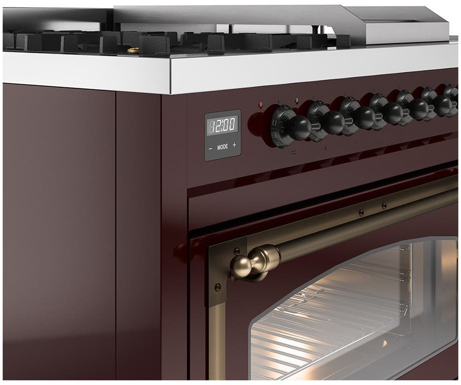 Ilve UN48FSNMPBUBLP Burgundy With Bronze Knobs, Liquid Propane