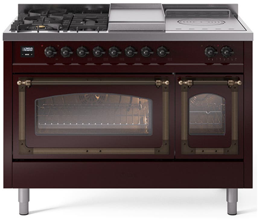 Ilve UN48FSNMPBUB Burgundy With Bronze Knobs, Natural Gas