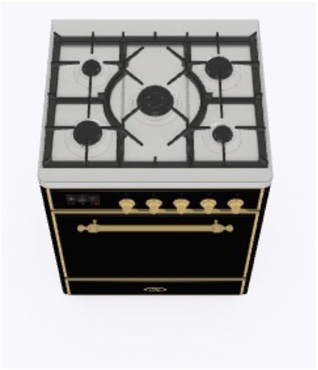Ilve UM30DQNE3BKG Natural Gas In Glossy Black W/ Brass Trim