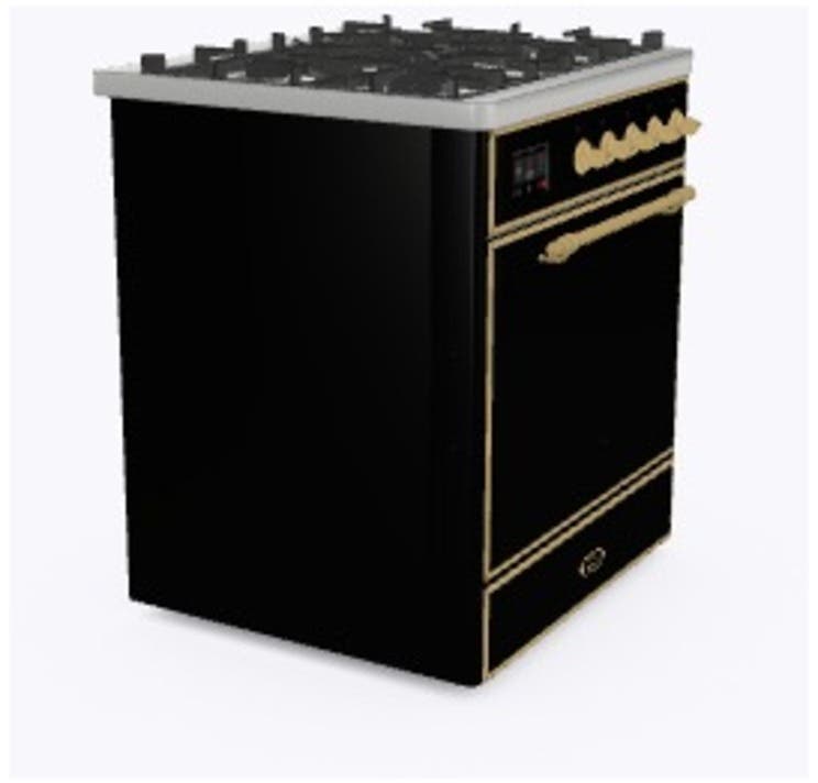 Ilve UM30DQNE3BKG Natural Gas In Glossy Black W/ Brass Trim