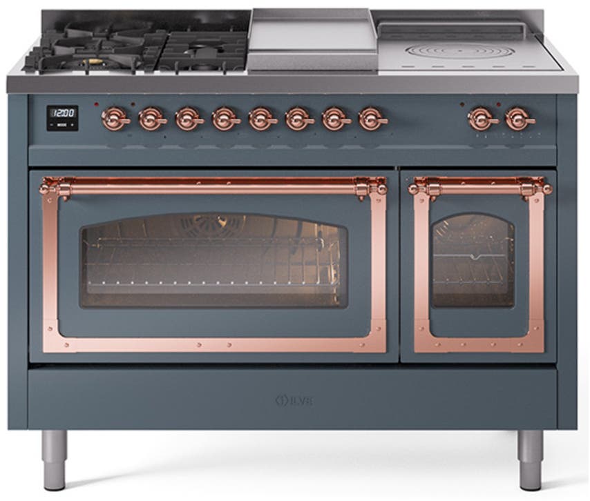 Ilve UN48FSNMPBGP Blue Grey With Copper Knobs, Natural Gas