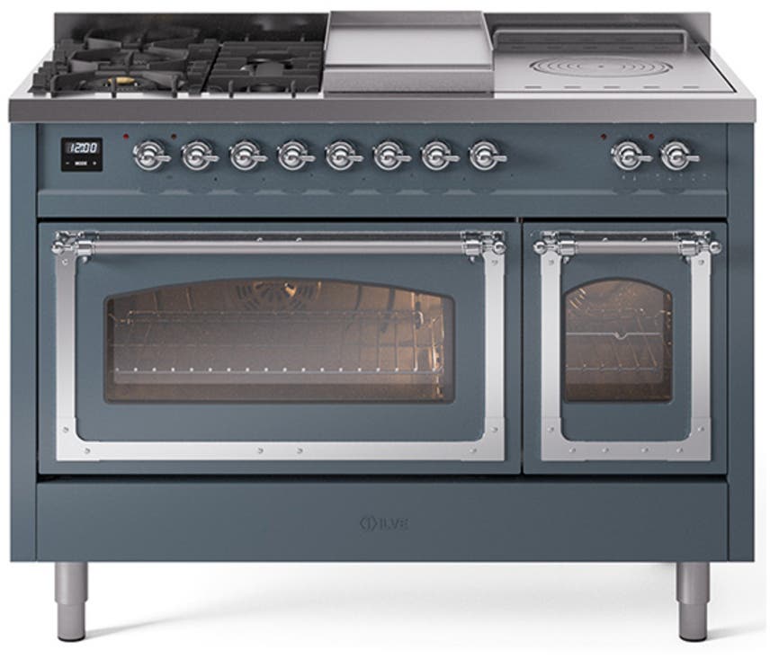 Ilve UN48FSNMPBGCLP Blue Grey With Chrome Knobs, Liquid Propane