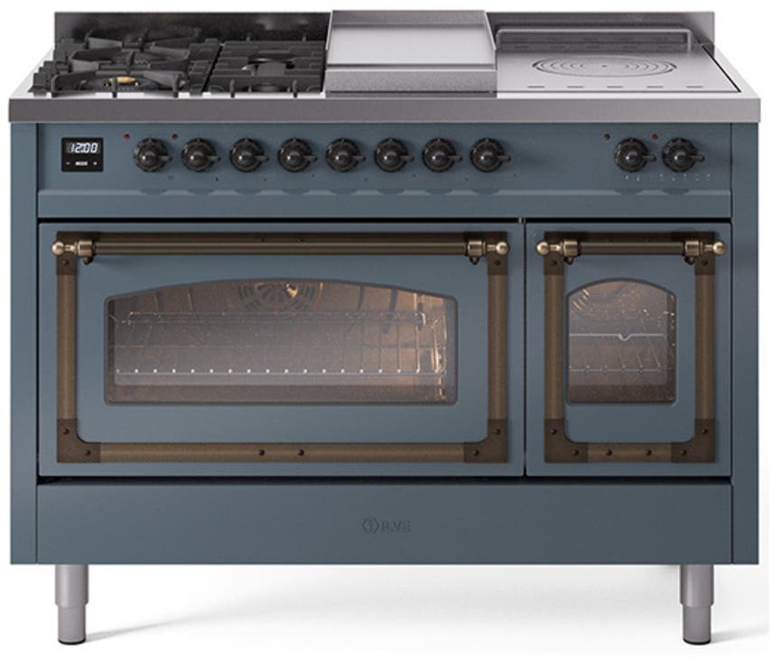 Ilve UN48FSNMPBGBLP Blue Grey With Bronze Knobs, Liquid Propane