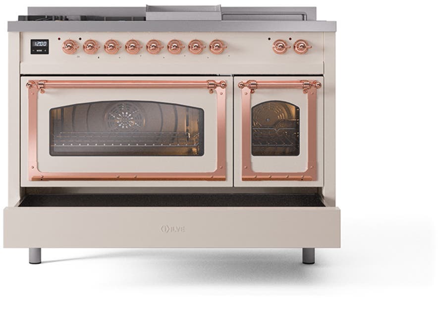 Ilve UN48FSNMPAWP Antique White With Copper Knobs, Natural Gas