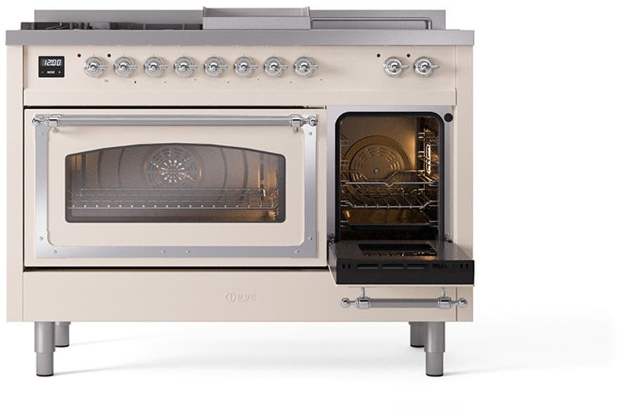 Ilve UN48FSNMPAWCLP Antique White With Chrome Knobs, Liquid Propane