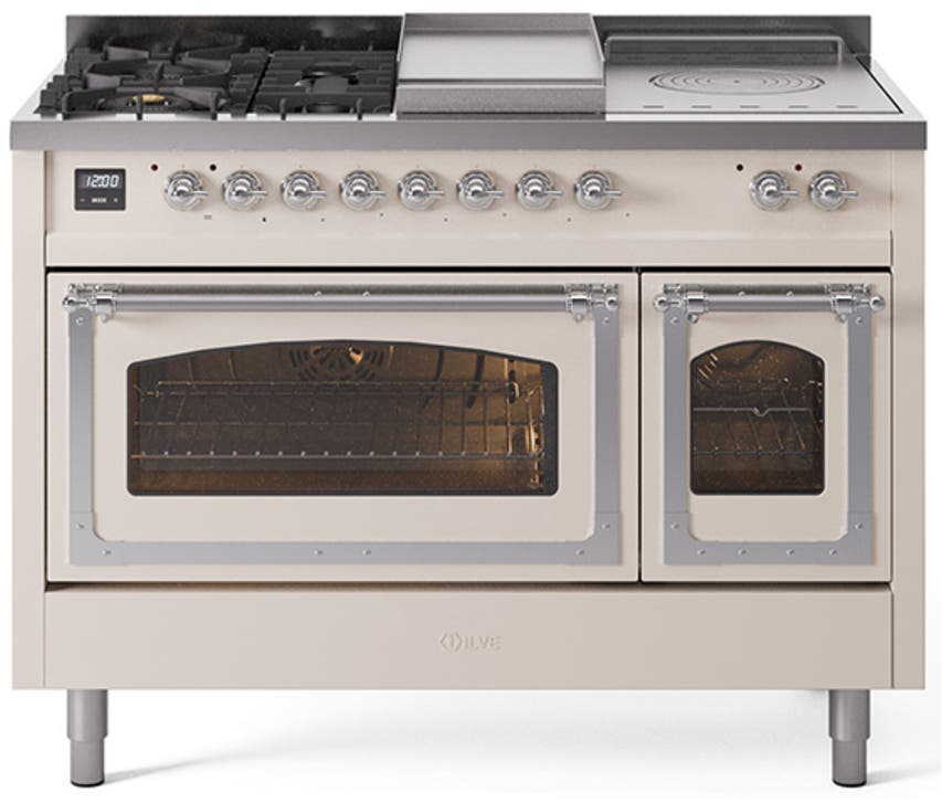 Ilve UN48FSNMPAWCLP Antique White With Chrome Knobs, Liquid Propane