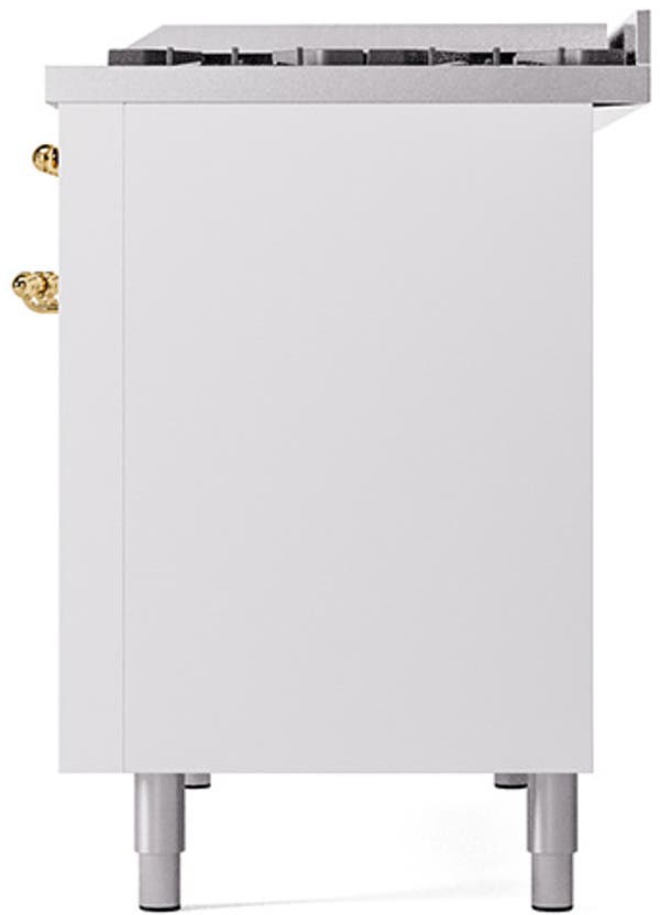 Ilve UN48FQNMPWHGLP White With Brass Knobs, Liquid Propane