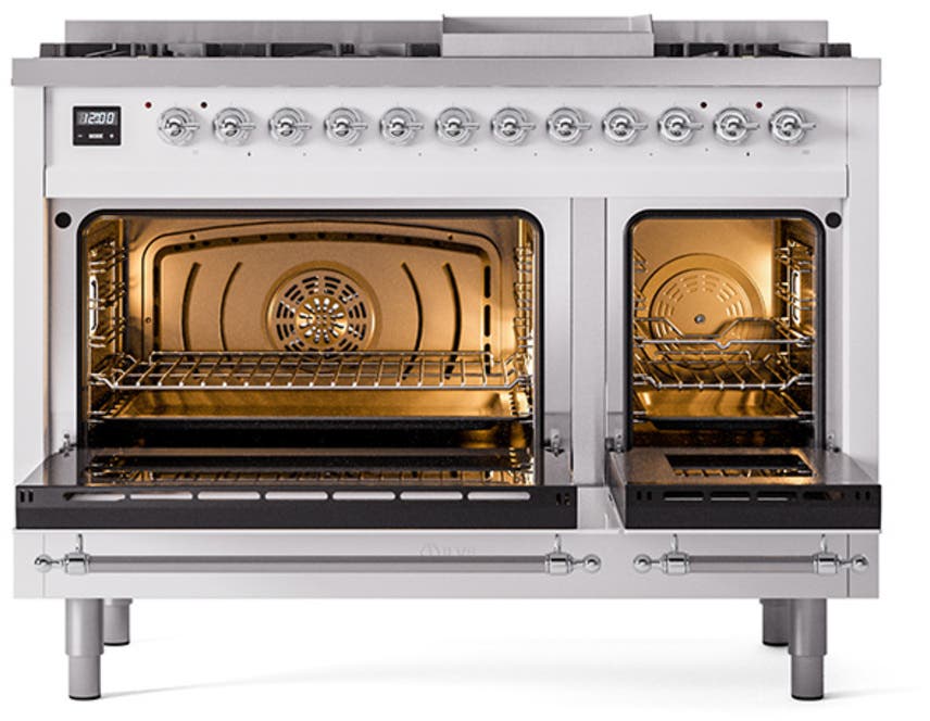 Ilve UN48FQNMPWHC White With Chrome Knobs, Natural Gas