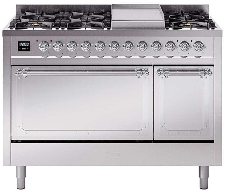 Ilve UN48FQNMPSSC Stainless Steel With Chrome Knobs, Natural Gas