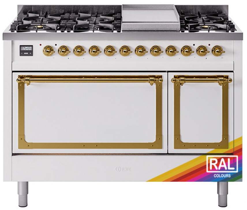 Ilve UN48FQNMPRAGLP Ral Custom Color With Brass Knobs, Liquid Propane