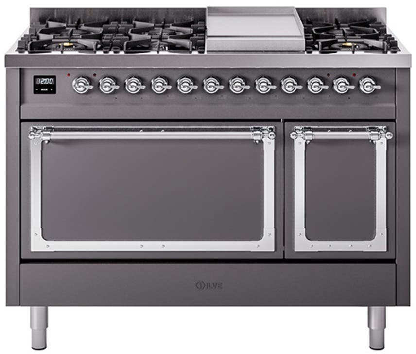 Ilve UN48FQNMPMGCLP Graphite Matte With Chrome Knobs, Liquid Propane