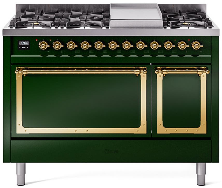 Ilve UN48FQNMPEGGLP Emerald Green With Brass Knobs, Liquid Propane