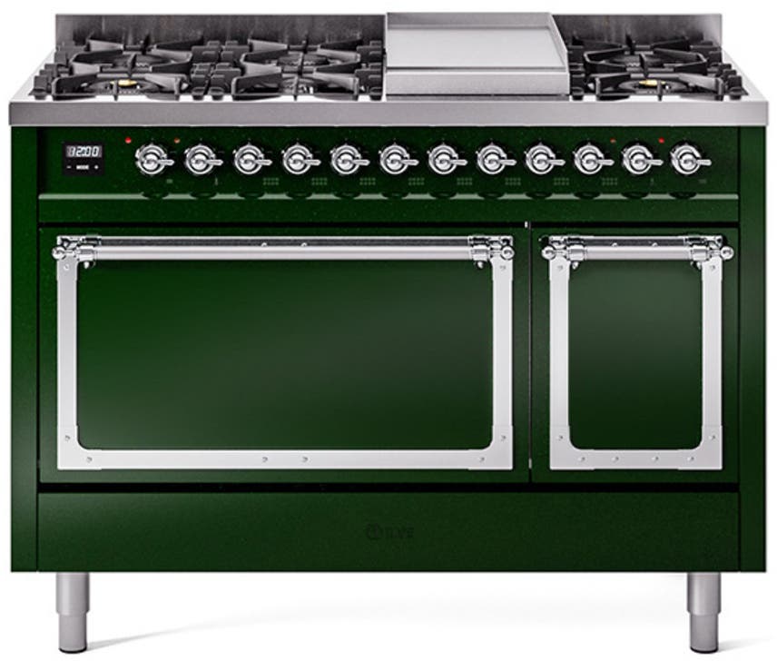 Ilve UN48FQNMPEGC Emerald Green With Chrome Knobs, Natural Gas
