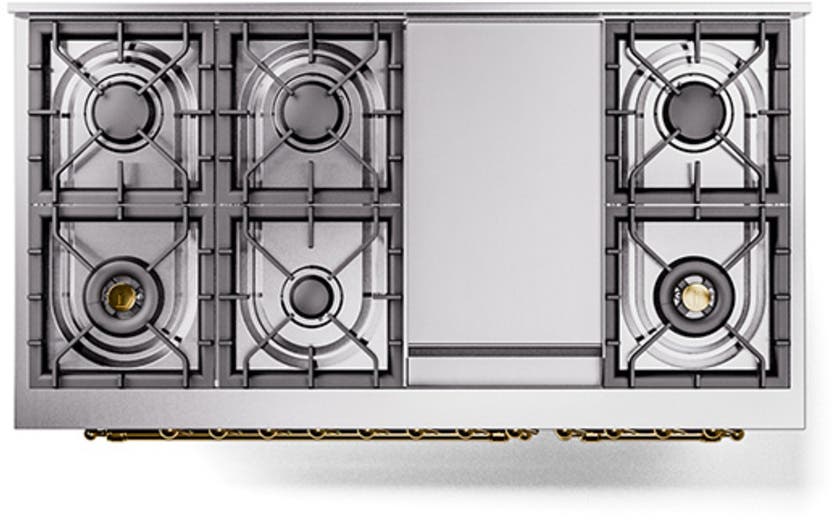 Ilve UN48FQNMPBUGLP Burgundy With Brass Knobs, Liquid Propane