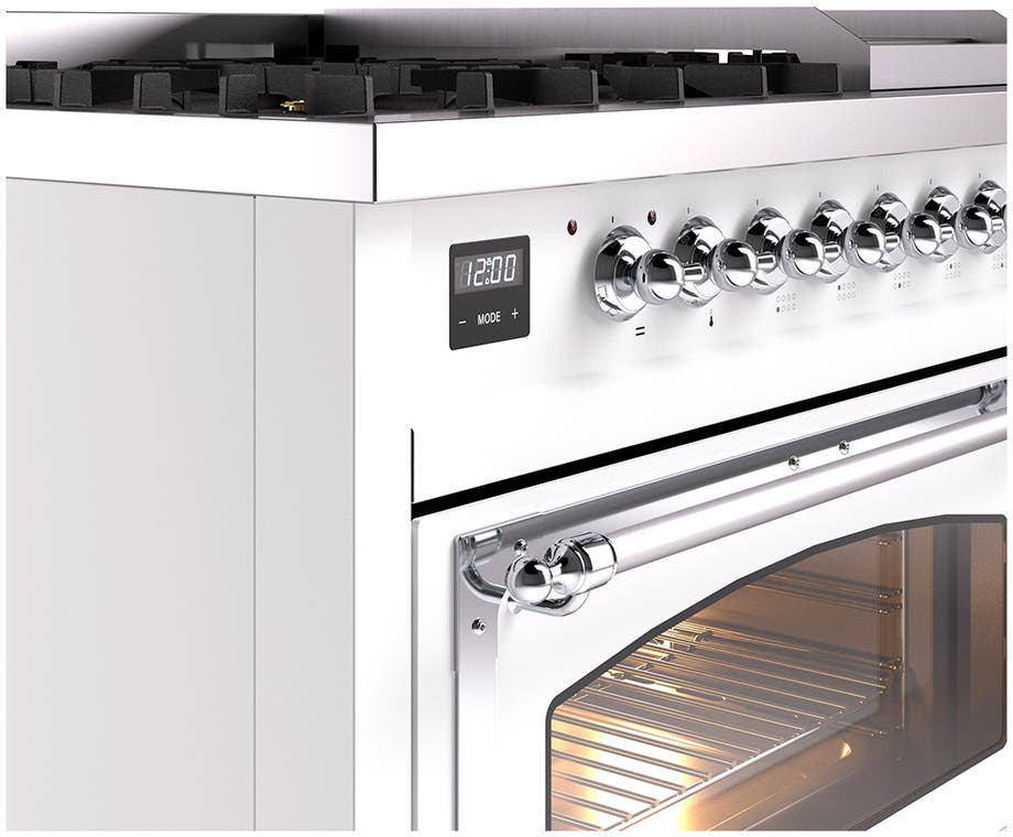 Ilve UN48FNMPWHCLP White With Chrome Knobs, Liquid Propane