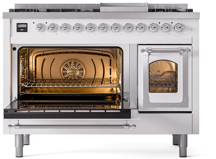 Ilve UN48FNMPWHC White With Chrome Knobs, Natural Gas