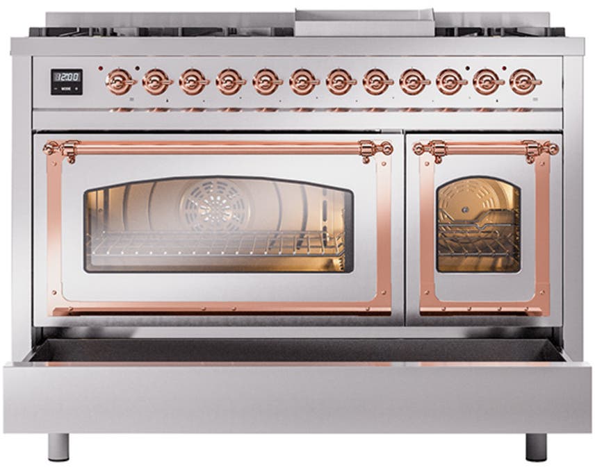 Ilve UN48FNMPSSP Stainless Steel With Copper Knobs, Natural Gas