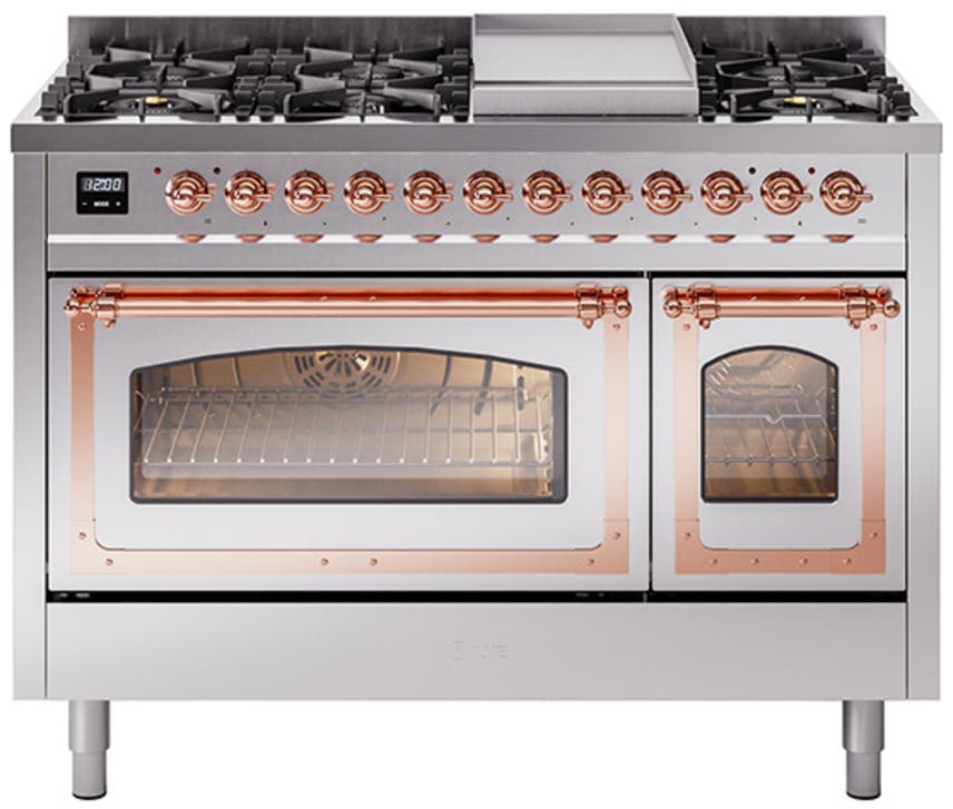 Ilve UN48FNMPSSP Stainless Steel With Copper Knobs, Natural Gas