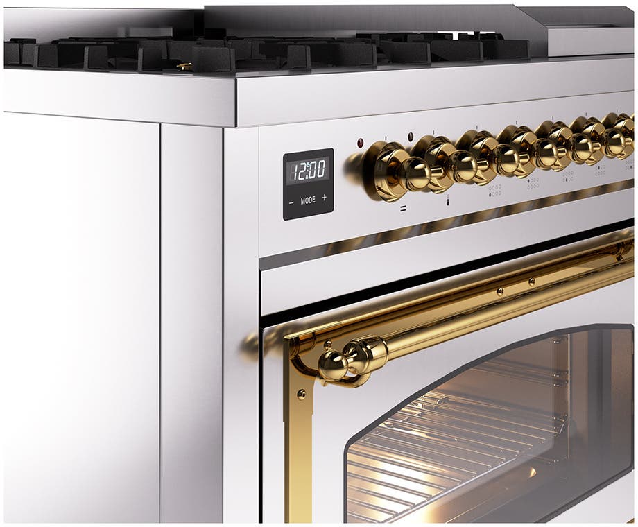 Ilve UN48FNMPSSGLP Stainless Steel With Brass Knobs, Liquid Propane