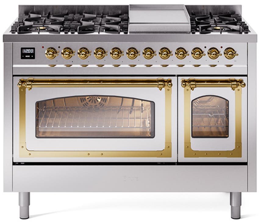 Ilve UN48FNMPSSG Stainless Steel With Brass Knobs, Natural Gas