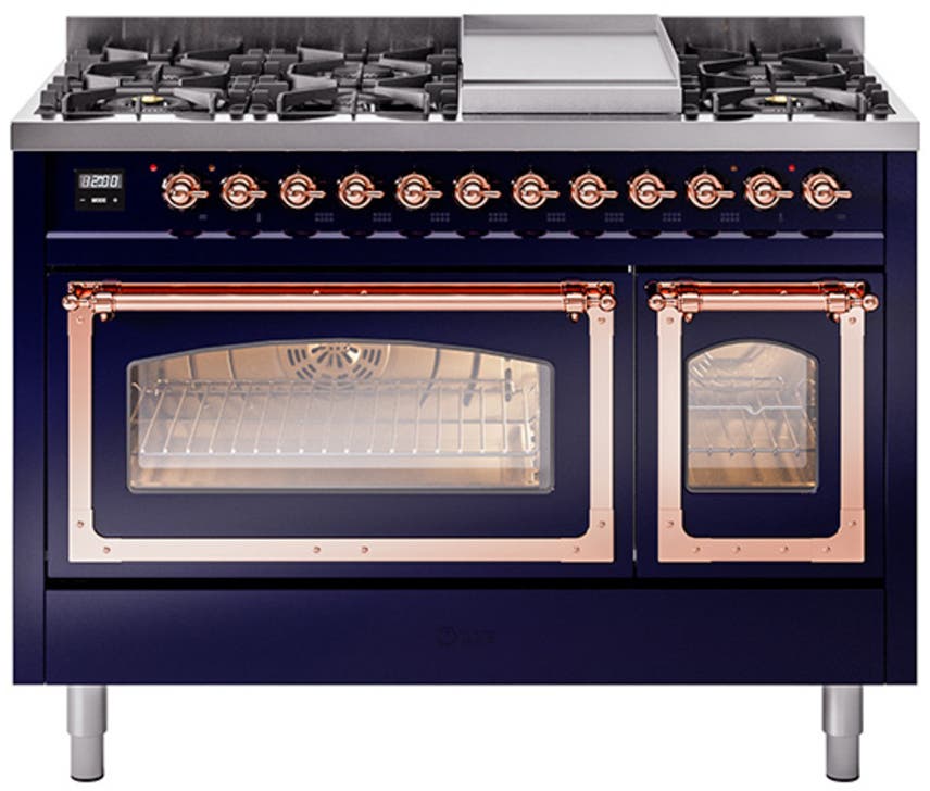 Ilve UN48FNMPMBPLP Midnight Blue With Copper Knobs, Liquid Propane