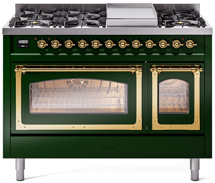 Ilve UN48FNMPEGGLP Emerald Green With Brass Knobs, Liquid Propane