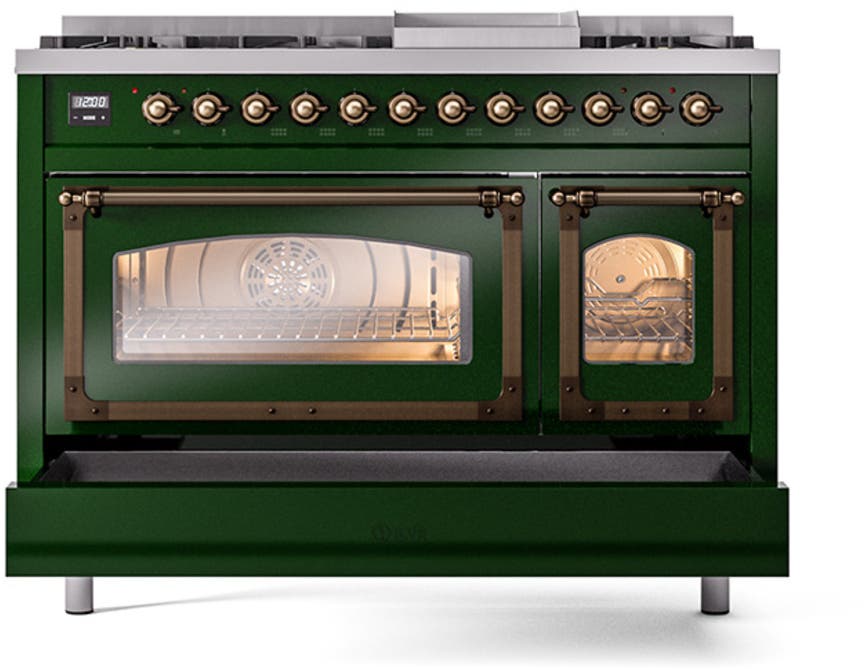 Ilve UN48FNMPEGBLP Emerald Green With Bronze Knobs, Liquid Propane