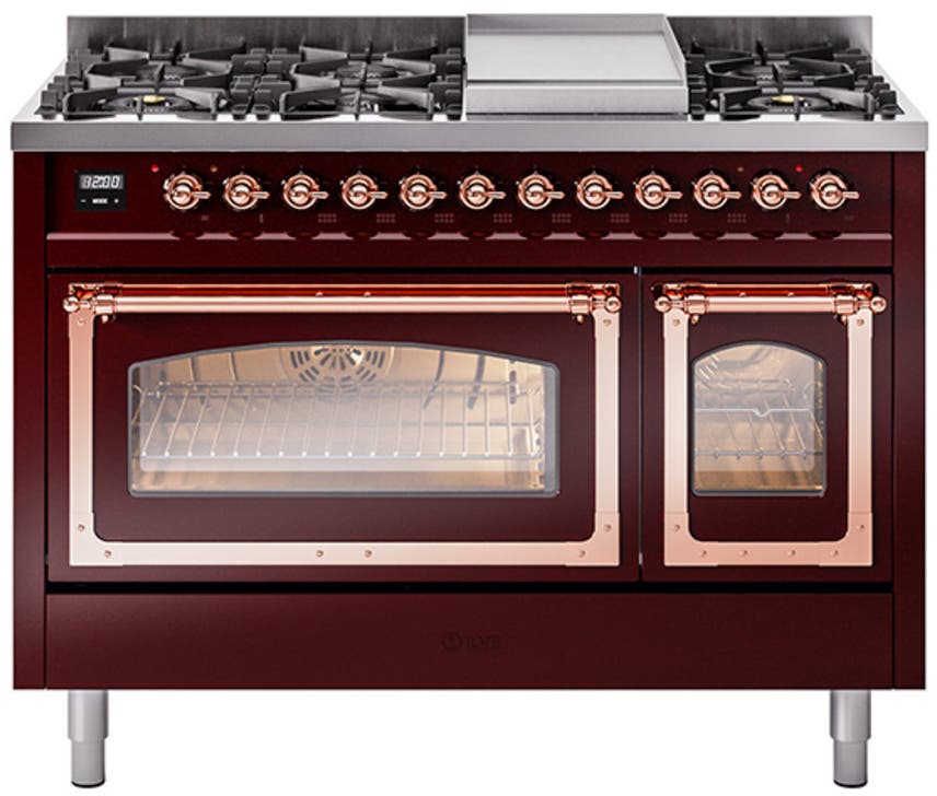 Ilve UN48FNMPBUPLP Burgundy With Copper Knobs, Liquid Propane