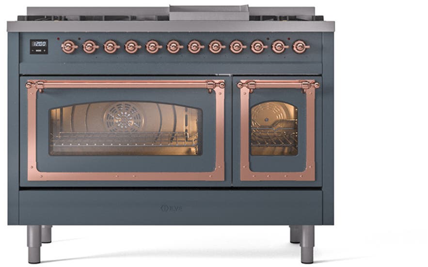 Ilve UN48FNMPBGP Blue Grey With Copper Knobs, Natural Gas