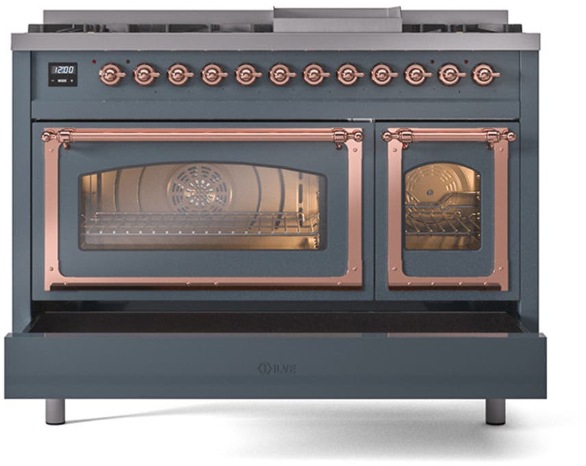 Ilve UN48FNMPBGP Blue Grey With Copper Knobs, Natural Gas