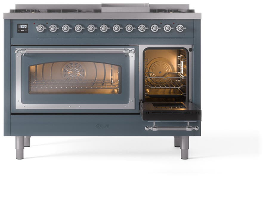 Ilve UN48FNMPBGCLP Blue Grey With Chrome Knobs, Liquid Propane
