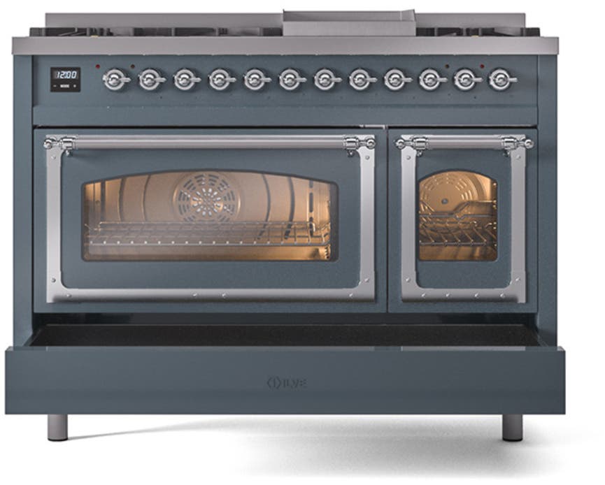 Ilve UN48FNMPBGCLP Blue Grey With Chrome Knobs, Liquid Propane