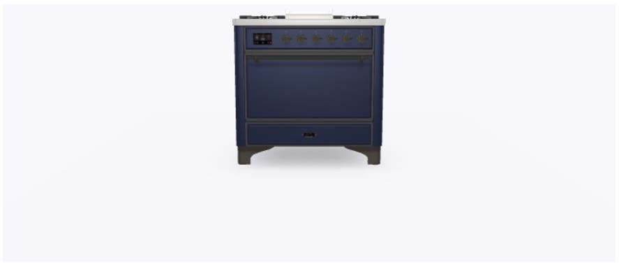 Ilve UM09FDQNS3MBBLP Liquid Propane In Midnight Blue W/ Bronze Trim